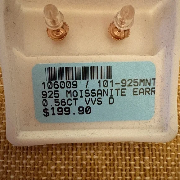 Rose Gold over Sterling Silver Moissanite Screw Back Clover Earrings - Picture 4 of 5